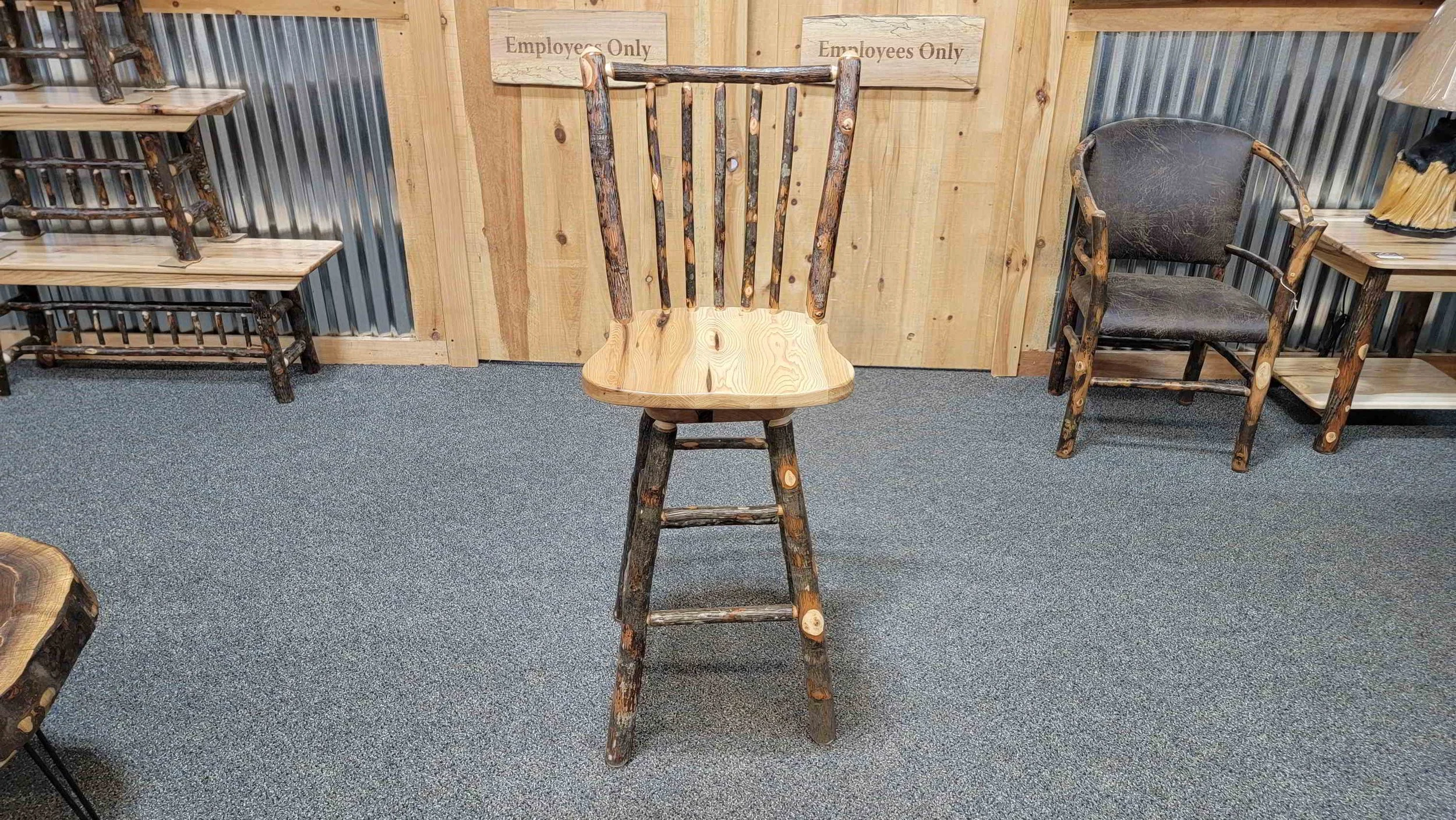 Hickory Stick Back Swivel Bar Stool — EZ Mountain Rustic Furniture